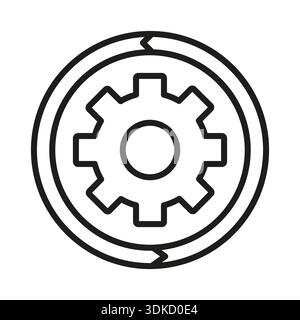 Icona di aggiornamento del sistema. Simbolo del ciclo delle impostazioni. Vettore dell'ingranaggio di processo. Ciclo di automazione. Illustrazione Vettoriale