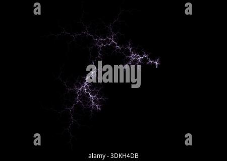 Design a forma di fulmine viola. Sfondo astratto. Isolato su sfondo nero Foto Stock