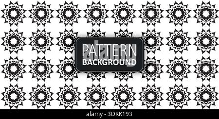 Sfondo geometrico floreale a ripetizione bianco e nero Illustrazione Vettoriale