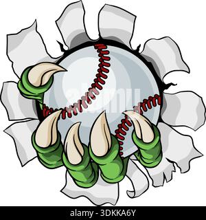 Scarpa da baseball con artiglio da baseball, Monster Animal Hand Illustrazione Vettoriale