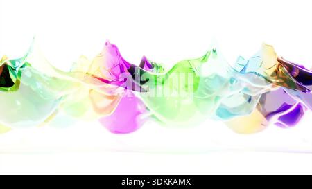 Onda di vetro colorata su rendering 3d bg bianco Foto Stock