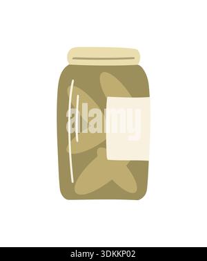 Cetrioli in scatola in vaso di vetro isolato su bianco Illustrazione Vettoriale