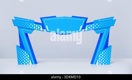 Ingresso vettoriale 3d all'interno del cancello blu per eventi Illustrazione Vettoriale