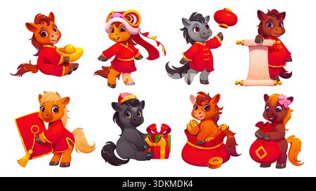 I personaggi dei cartoni animati del capodanno cinese Illustrazione Vettoriale