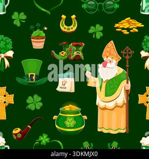 Felice giorno di San Patrizio caratteri senza cuciture Illustrazione Vettoriale
