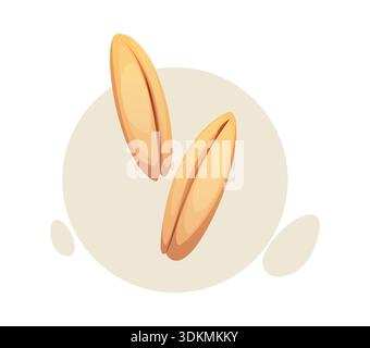 Semi d'avena cartoni animati in bucce naturali, cereali d'avena Illustrazione Vettoriale