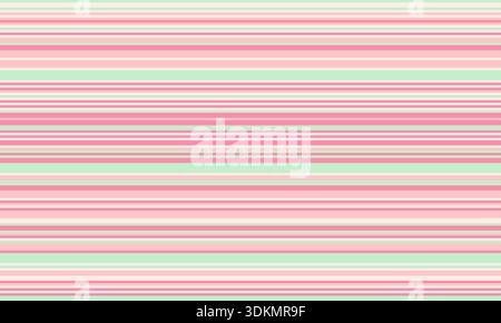 Dolci strisce orizzontali rosa pastello e verde menta. Perfetto per sfondi, design di siti Web, stampe tessili o scrapbooking. Un allegro e minimale Illustrazione Vettoriale