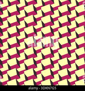 Pattern geometrico 3d astratto senza giunture vettoriali. Cubi isometrici sfondo ripetibile. Design moderno e creativo. Blocco piastrelle 3d decorativo con colori brillanti Illustrazione Vettoriale