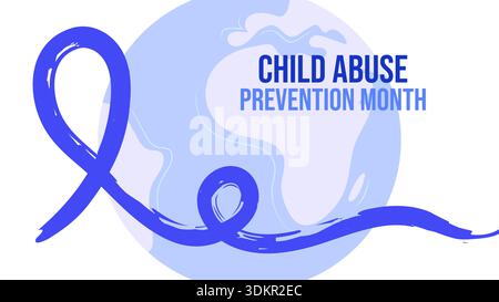 Mese di aprile prevenzione abusi sui minori sicuro. Per campagne, poster, social media e siti Web didattici. Illustrazione vettoriale. Illustrazione Vettoriale