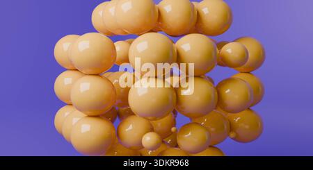 Rendering 3d cubo sferico arancione lucido Foto Stock