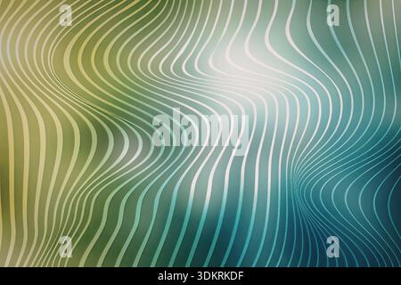 Un'immagine affascinante con linee ondulate che passano dal verde al blu, creando un effetto sfumato con un'evidenziazione brillante al centro. Foto Stock
