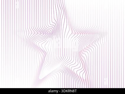 Linee viola astratte deformate a forma di stella distorta, sfondo tecnico minimale. Progettazione di ripetizioni geometriche vettoriali Illustrazione Vettoriale