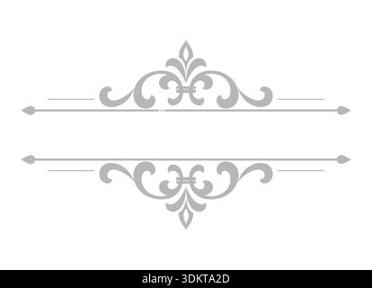 Elemento grigio vintage. Design vettoriale grafico. Decorazioni grafiche damascate Illustrazione Vettoriale