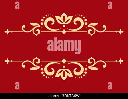 Elemento in oro vintage. Design vettoriale grafico. Decorazioni grafiche damascate. Illustrazione Vettoriale