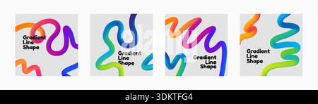 Onde di colore astratte e vivaci con nastri che scorrono creano sfondi dinamici. I moderni pattern sfumati fondono forme colorate in un design 3D fluido per Illustrazione Vettoriale