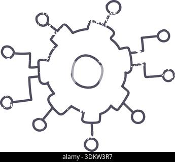 Elemento icona impostazioni grigio scuro. Illustrazione in stile doodle dell'interfaccia ai Illustrazione Vettoriale