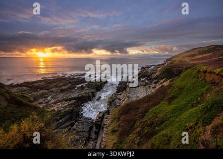 Tramonto a Baggy Point, Croyde Bay, North Devon Foto Stock