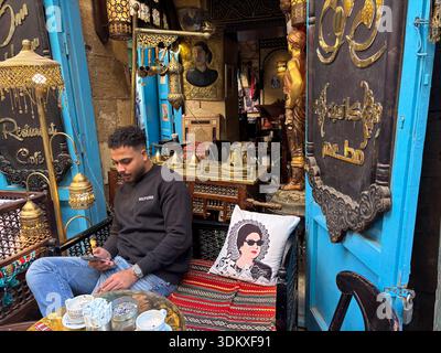 Mercato di Khan al-Khalili, il Cairo, Egitto. Foto Stock