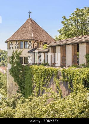 Torre di tiro sulle mura della città a Engen im Hegau Foto Stock