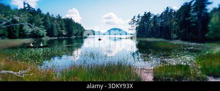 Vista panoramica del laghetto Jordon, del parco nazionale Acadia, Maine, Stati Uniti Foto Stock