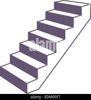scala 3d in prospettiva isometrica. Icona Vector STEP, perfetta per temi aziendali o di crescita. Illustrazione Vettoriale