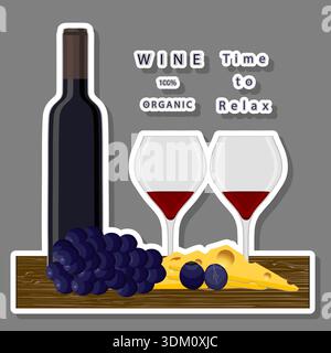 illustrazione sul tema vari vini naturali dolci e gustosi Illustrazione Vettoriale