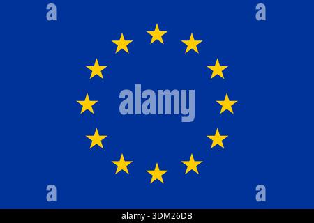 Bandiera dell'Unione europea con colori e proporzioni ufficiali, icona del vettore della bandiera dell'Unione europea, bandiera nazionale dell'Europa, bandiera dell'Unione europea Illustrazione Vettoriale