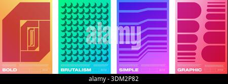 Forma minimalista e brutale con distorsione al neon e insolita geometria a curva piatta. Composizione geometrica nera con consistenza psichedelica crack, ritmo acido e miscela visiva y2k rotta. Illustrazione Vettoriale