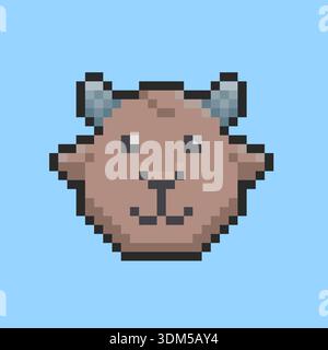 Pixel art Goat Face design delle risorse di gioco Illustrazione Vettoriale