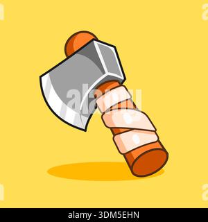 Cartoon Axe con illustrazione vettoriale con impugnatura rivestita Design del cartone animato Illustrazione Vettoriale
