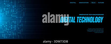 Poster tecnologico moderno con motivi geometrici senza cuciture. Design striscioni pulito che mostra reti digitali, onde gradienti e backdr futuristico minimalista Illustrazione Vettoriale