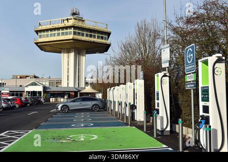 Stazione di ricarica per auto elettriche Regno Unito Foto Stock