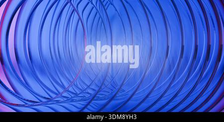 Un tunnel a spirale blu con motivi circolari concentrici che creano un effetto futuristico. rendering 3d. Foto Stock