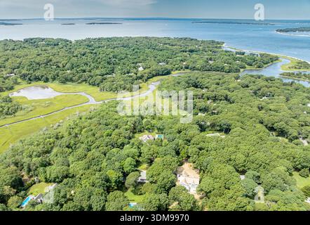 vista aerea di north haven, new york Foto Stock