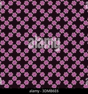 Splendido motivo floreale senza cuciture con fiori rosa su sfondo scuro. Perfetto per stampe tessili, sfondi, imballaggi, tessuti alla moda, involucri Illustrazione Vettoriale