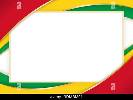 Cornice con bandiera guyanese con nastri e bordo dorato. I nastri decorativi intrecciati circondano il centro vuoto, perfetti per certificati, inviti o a. Illustrazione Vettoriale