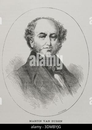 Martin Van Buren (1782-1862). Avvocato americano, politico e statista. Ottavo presidente degli Stati Uniti (1837-1841). Uno dei principali fondatori del Partito Democratico nel 1828. Verticale. Incisione di Whymper. Historia biográfica de los Presidentes de los Estados Unidos (storia biografica dei presidenti degli Stati Uniti). Pubblicato a Barcellona da Montaner y Simón, 1885. Foto Stock