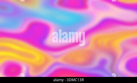 Gradiente liquido iridescente astratto in rosa, blu, giallo per Y2K, estetica pastello Foto Stock