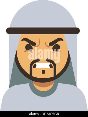 Un uomo con la barba e un cappello bianco è arrabbiato Illustrazione Vettoriale