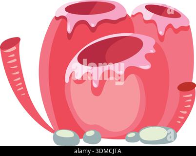 Un bordino rosa di meduse con un bordino rosa di meduse sopra di esso Illustrazione Vettoriale