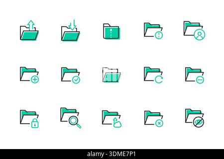 Cartelle - insieme di icone di stile di progettazione della linea Illustrazione Vettoriale