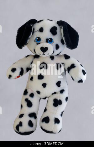 Bab Heart indica il peluche del cucciolo dalmata peluche peluche di animali imbottiti, giocattolo soffice isolato su sfondo bianco Foto Stock