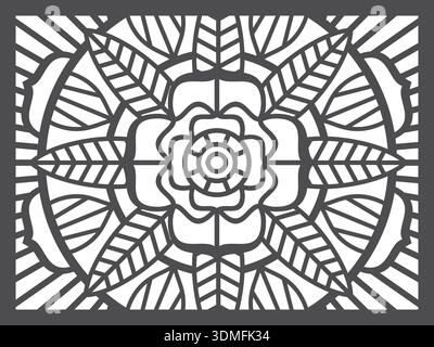 Pannello laser decorativo. Sagoma quadrata ornamento linea Illustrazione Vettoriale