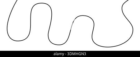 Un divertente cavo a scoppio a linea singola continua in un'unica corsa nera e fluida. Illustrazione Vettoriale