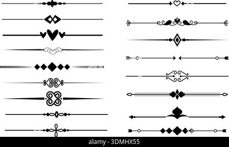 Eleganti linee di divisione decorative con elementi ornamentali Illustrazione Vettoriale