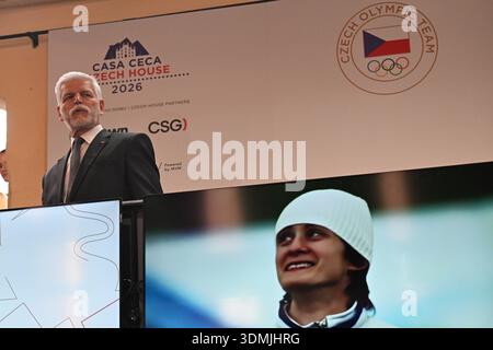 Milano, Italia. 6 febbraio 2026. Il presidente ceco Petr Pavel apre ufficialmente la Casa Ceca ai Giochi Olimpici di Milano, Italia, il 6 febbraio 2026. Crediti: Michal Kamaryt/CTK Photo/Alamy Live News Foto Stock