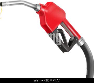 Illustrazione realistica della pistola della pompa del carburante. Apparecchiatura della stazione di servizio isolata su sfondo bianco Illustrazione Vettoriale