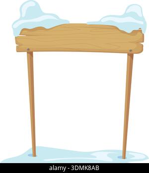 Cartello di legno natalizio. Modello plank vuoto isolato su sfondo bianco Illustrazione Vettoriale