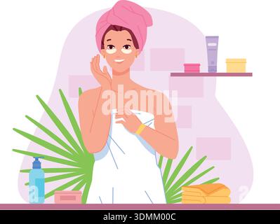 Donna con occhielli. Icona a colori della procedura beauty spa isolata su sfondo bianco Illustrazione Vettoriale