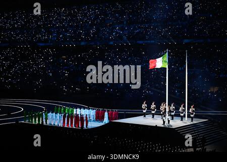 Milano, Italia. 6 febbraio 2026. MILANO, ITALIA 20260206La cerimonia di apertura olimpica a San Siro a Milano durante le Olimpiadi di Cortina a Milano. *** L'immagine è inclusa nel PACCHETTO SPORTIVO. Per altre IMMAGINI DI PAGAMENTO ** foto: Jessica Gow/TT/Code 10070 questo testo è tradotto automaticamente credito: TT News Agency/Alamy Live News Foto Stock